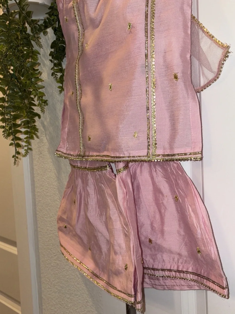Girls' Pink Embroidered Matching Set infant traditional wear party wedding wear